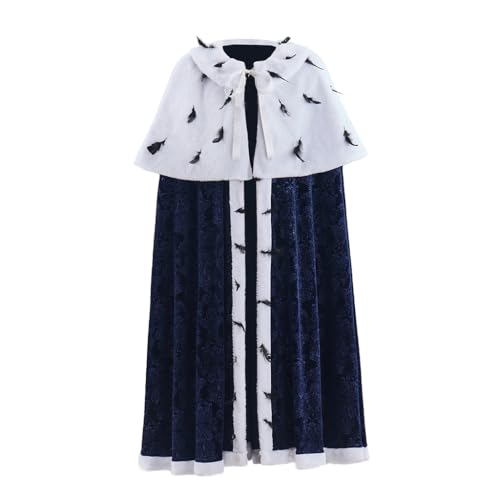 ASTRICOS Königlicher Umhang für Historische Kostüme, Barock Edelmann Stil, Polyester, Stehkragen, Handwäsche (Blau, Einheitsgröße) von ASTRICOS