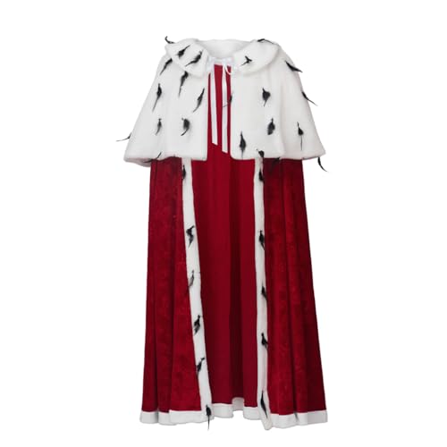 ASTRICOS Königlicher Umhang für Historische Kostüme, Barock Edelmann Stil, Polyester, Stehkragen, Handwäsche (Rot, Einheitsgröße) von ASTRICOS