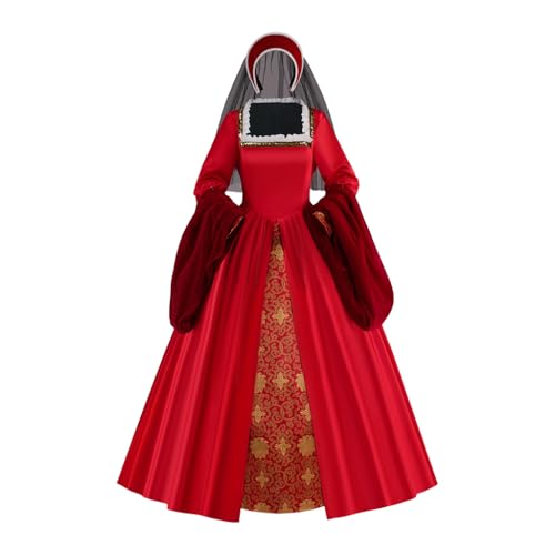 ASTRICOS Mittelalterliches Tudor-Kostüm, Elisabethanisches Kleid in Grün, Historisches Design mit Hut, Cosplay-Gewand (Rot, S) von ASTRICOS