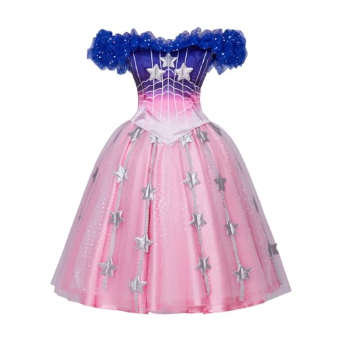 ASTRICOS Phantom der Oper Christine Cosplay-Kleid, Rosa-Lila Ballkleid mit Sternen, Bühnenkostüm für Damen, Halloween-Party (M) von ASTRICOS