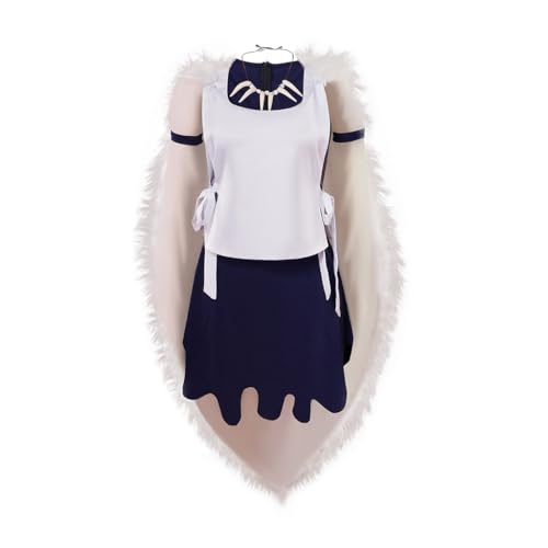 ASTRICOS Prinzessin San Cosplay-Kostüm, Damen Halloween-Outfit mit Umhang und Halskette, Schwarz-Weiß, Polyester (S) von ASTRICOS