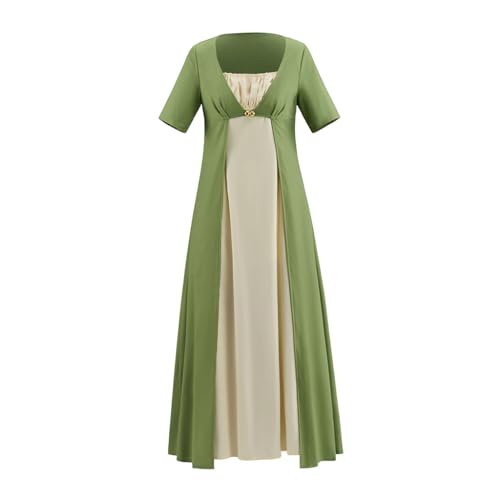 ASTRICOS Viktorianisches Regency-Kleid, grün-weiß, hohe Taille, Teeparty-Ballkleid, Halloween-Outfits für Damen (L) von ASTRICOS