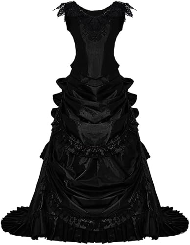 ASTRICOS Viktorianisches rotes Tournürenkleid für Damen, Vintage, Gothic, Steampunk, Renaissance, Abendkleid, Ballkleid, Vampirkostüm (schwarz, XXL) von ASTRICOS
