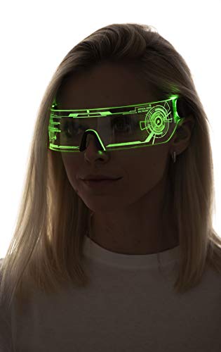 ASVP Shop Cyberpunk Sonnenbrille mit LED-Beleuchtung, perfekt für Cosplay und Festivals, Cybergoth (Grün) von ASVP Shop
