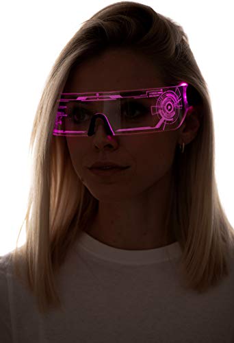 ASVP Shop Cyberpunk Sonnenbrille mit LED-Beleuchtung, perfekt für Cosplay und Festivals, Cybergoth (Rose) von ASVP Shop