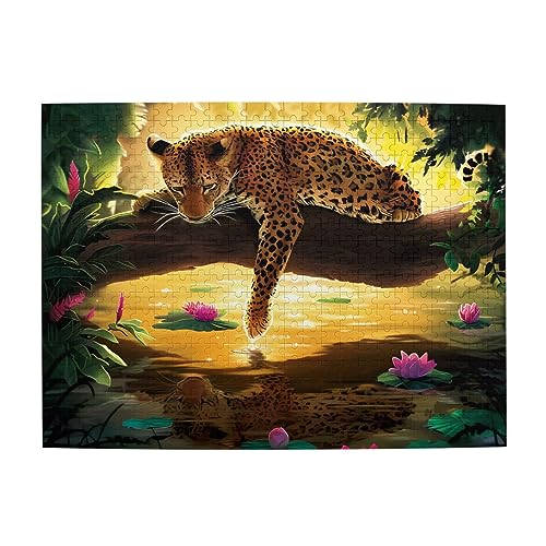 Lustiges Leopardenmuster Puzzle Personalisiertes Puzzle Holzpuzzle Lustiges Puzzle 500 Teile für Erwachsene Geburtstag von ASmeir