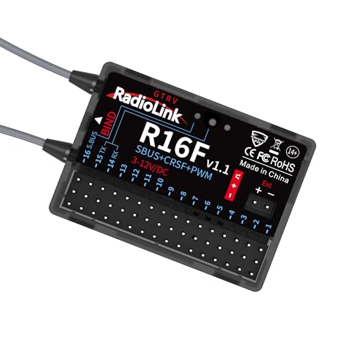 Radiolink R16F 16 Kanal 2,4 GHz RC Empfänger, funktioniert mit der Radiolink-Fernbedienung T16D/T12D/RC4GS V3/RC6GS V3/RC8X, RC-Empfänger mit Fernsteuerung für RC-Autos, Boote und Roboter von ATA HOBBY