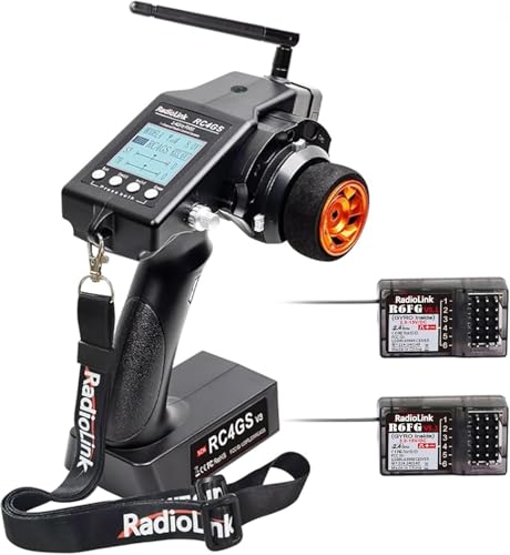 ATA HOBBY Radiolink RC4GS V3 (V2 Upgrade) 5 Kanal RC Funksender und 2 teiliger R6FG Empfänger mit Gyro 2,4 GHz 400M Fernbedienungsset für Auto/Boot/Crawler/Panzer/Drifting/Buggy mit Trageband von ATA HOBBY