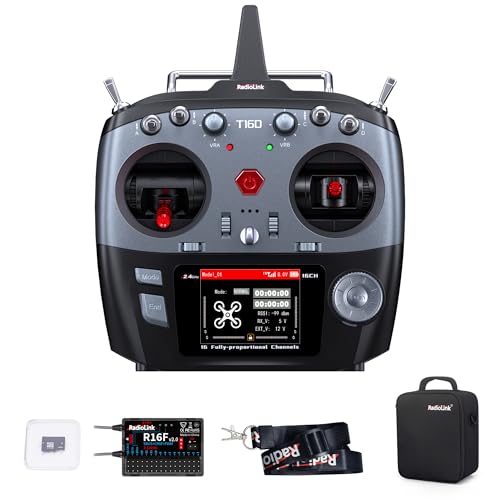 Radiolink T16D 16CH 2.4G RC Sender und R16F Empfänger unterstützt ELRS/Crossfire-Module mit benutzerdefinierter Sprachübertragung, Speicher für 100 Modelle für RC-Flugzeuge, Drohnen, Autos und Boote von ATA HOBBY