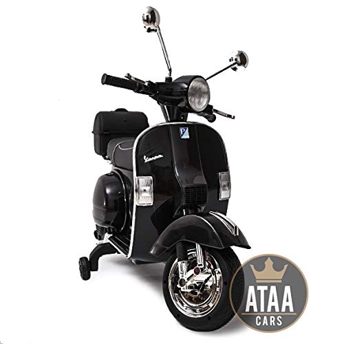 ATAA CARS Vespa Klassiker mit Piaggio Lizenz - Schwarz - Elektromotorrad für Kinder mit 12V Batterie ATAA CARS Vespa Klassiker mit Piaggio Lizenz - Schwarz - Elektromotorrad für Kinder mit 12V Batterie von ATAA