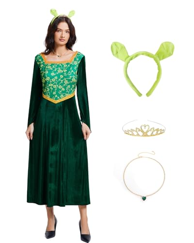 ATAMET Monsterkostüm grüne Prinzessin Langarm Erwachsene Prinzessin Langer Rock Set Weibliches Rollenspiel Kleid Halloween Party, Grünes 4-teiliges Set, XX-Large ATAMET Monsterkostüm grüne Prinzessin Langarm Erwachsene Prinzessin Langer Rock Set Weibliches Rollenspiel Kleid Halloween Party, Grünes 4-teiliges Set, XX-Large von ATAMET