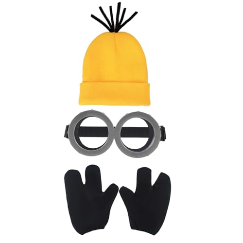 ATAYOU Erwachsene Halloween Cosplay Zubehör für Herren Kostüm mit Gelber Mütze, Schutzbrille und Drei Finger Handschuhe (Style B) von ATAYOU