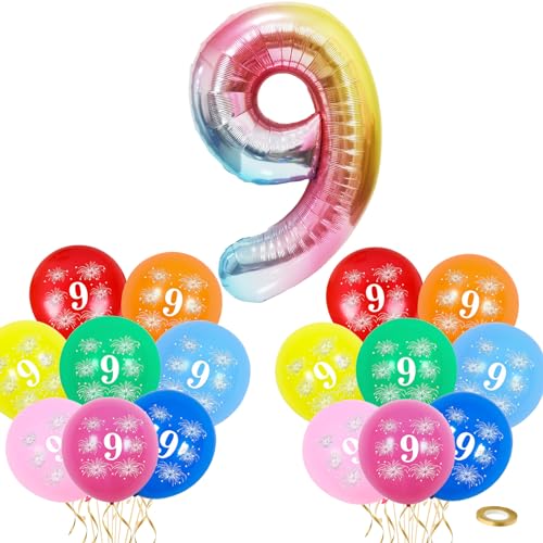 Happy Birthday Luftballons für Kinder Mädchen/Jungen (bunt, 9) von ATBEAMEN