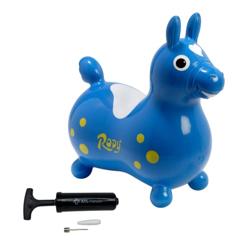 Rody Hüpfpferd + inkl. Pumpe von ATC, Sprungpferd Cavallo Ledraplastic Gymnic (blau) von Rody