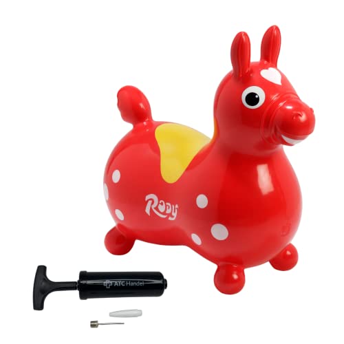 Rody Hüpfpferd + inkl. Pumpe von ATC, Sprungpferd Cavallo Ledraplastic Gymnic (rot) von Rody