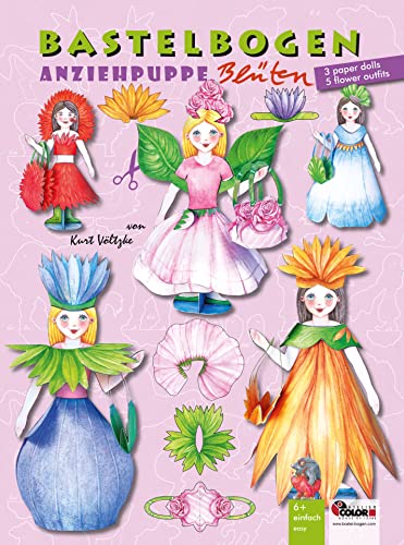 Anziehpuppe Blüten Bastelbogen mit 3 Puppen aus Papier und 5 Outfits: 3D Papierpuppen zum Ausschneiden & Basteln für Kinder ab 6+ Deko Mode Anziehpuppe Blüten Bastelbogen mit 3 Puppen aus Papier und 5 Outfits: 3D Papierpuppen zum Ausschneiden & Basteln für Kinder ab 6+ Deko Mode von ATELIER COLOR