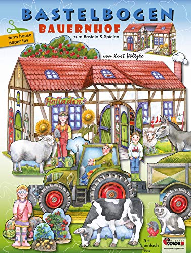 ATELIER COLOR Bauernhof Bastelbogen mit Tieren für Kinder zum Basteln ab 5+ Jahren Spielzeug aus Papier Bastelset Papiermodelle zum Spielen von ATELIER COLOR