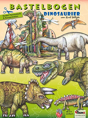 Dinosaurier Bastelbogen mit Figuren & Vulkan Bastelset zum Ausschneiden und Basteln Spielzeug aus Papier für Kinder 5+ Jahre Papiermodelle zum Spielen Dinosaurier Bastelbogen mit Figuren & Vulkan Bastelset zum Ausschneiden und Basteln Spielzeug aus Papier für Kinder 5+ Jahre Papiermodelle zum Spielen von ATELIER COLOR