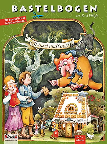 Hänsel und Gretel aus dem Märchen der Brüder Grimm Bastelbogen Hexenhaus für Kinder ab 6+ Jahre ein Lebkuchenhaus zum Ausschneiden und Basteln Papiermodelle zum Spielen von ATELIER COLOR