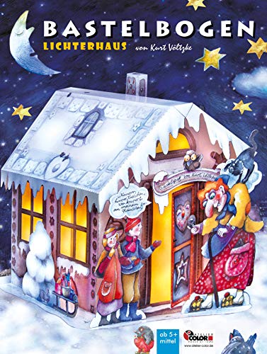Lichterhaus Hänsel und Gretel Bastelset Weihnachten für Kinder Hexenhaus zum Ausschneiden und Leuchten aus Papier Märchen Papiermodelle zur Dekoration von ATELIER COLOR