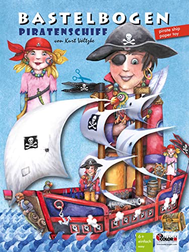 Piratenschiff Bastelbogen mit Piraten und Schatz zum Spielen: 3D bespielbares Schiff Modell zum Ausschneiden & Basteln aus Papier für Kinder ab 6+ von ATELIER COLOR