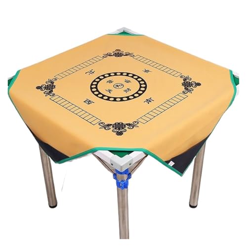 ATEUXOL Mahjong Matte Mahjong-Tischdecke, stille Mahjong-Matte, Tischdecke, Brettspiel Mah-Jong, PU-Leder, reduziert den Lärm(Yellow) von ATEUXOL