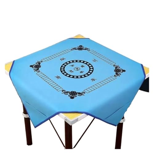 ATEUXOL Mahjong Matte Mahjong Weich Gepolsterte Haushalts Stille Matte Tischdecke, Brettspiel Mah-Jong PU Leder Reduzieren Den Lärm(Blue) von ATEUXOL