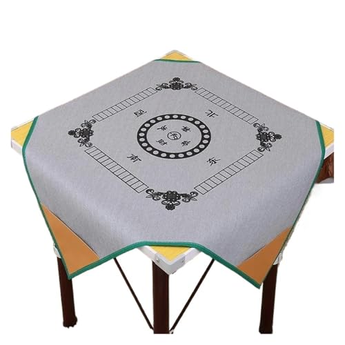 ATEUXOL Mahjong Matte Quadratische Mahjong-Matte, rutschfeste Mahjong-Pad-Kachelspielmatte mit Taschen for Home-Hotel-Unterhaltung, Beflockungsstoff(B 1x1m) von ATEUXOL