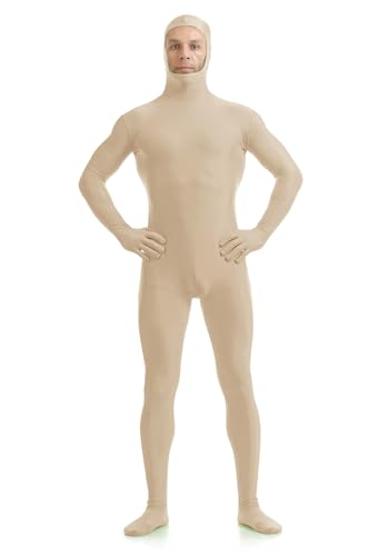 ATHX Body für Herren und Damen, Spandex, offenes Gesicht, für Erwachsene, dehnbar, Halloween, Cosplay, Zentai-Anzug, Outfits (hautfarben, Größe M) von ATHX
