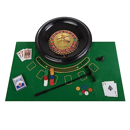 ATIJAA Roulette-Rad 16-Zoll-Roulette-Rad-Set, Russisches Roulette-Spielset mit Plattenspieler-Chips, Tischdecken-Spielkarten für einen Spieleabend zu Hause Casino-Spiele von ATIJAA