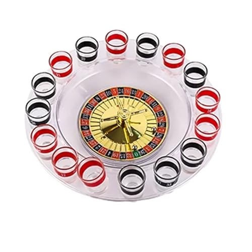 ATIJAA Roulette-Rad White Precision Bearings Roulette-Roulette-Rad-Set mit 16 Weingläsern, Freizeit-Tischspiele für Zuhause, Nacht, Partyspiel Casino-Spiele von ATIJAA
