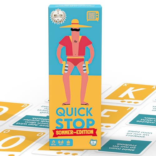ATM Gaming - Quickstop - Das Buchstaben-Duell - Sommer-Edition - Kartenspiele für Jugendliche und Erwachsene - Schnell und Verrückt - 2 bis 7 Spieler - Kartenspiel ab 10 Jahren - Reisespiele von ATM Gaming