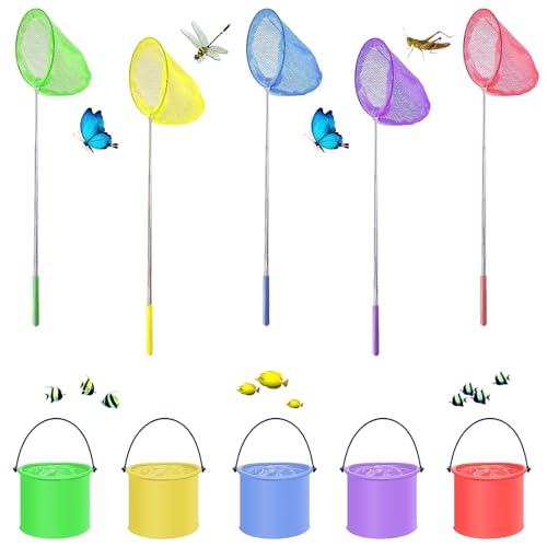 5 Kescher Schmetterlingsnetz mit 5 Faltbaren Eimern für Kinder, 38-86CM Teleskop Käscher Fischernetz Teichnetz Fangnetz Für Gartenaktivitäten Strand Im Freien, Natur Wissenschaft Exploration Werkzeug 5 Kescher Schmetterlingsnetz mit 5 Faltbaren Eimern für Kinder, 38-86CM Teleskop Käscher Fischernetz Teichnetz Fangnetz Für Gartenaktivitäten Strand Im Freien, Natur Wissenschaft Exploration Werkzeug von ATMWM