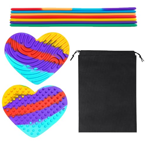 2 Stück Sensorik Activity Board,Doppelseitiges Aktivitätsbrett,Silikon Sensory Fidget Spiel Toys,Sensorisches Aktivitätstafel für Stress,Angst,ADHS,Autismus,mit Reisetasche & 20 Silikonstreifen 2 Stück Sensorik Activity Board,Doppelseitiges Aktivitätsbrett,Silikon Sensory Fidget Spiel Toys,Sensorisches Aktivitätstafel für Stress,Angst,ADHS,Autismus,mit Reisetasche & 20 Silikonstreifen von ATMWM
