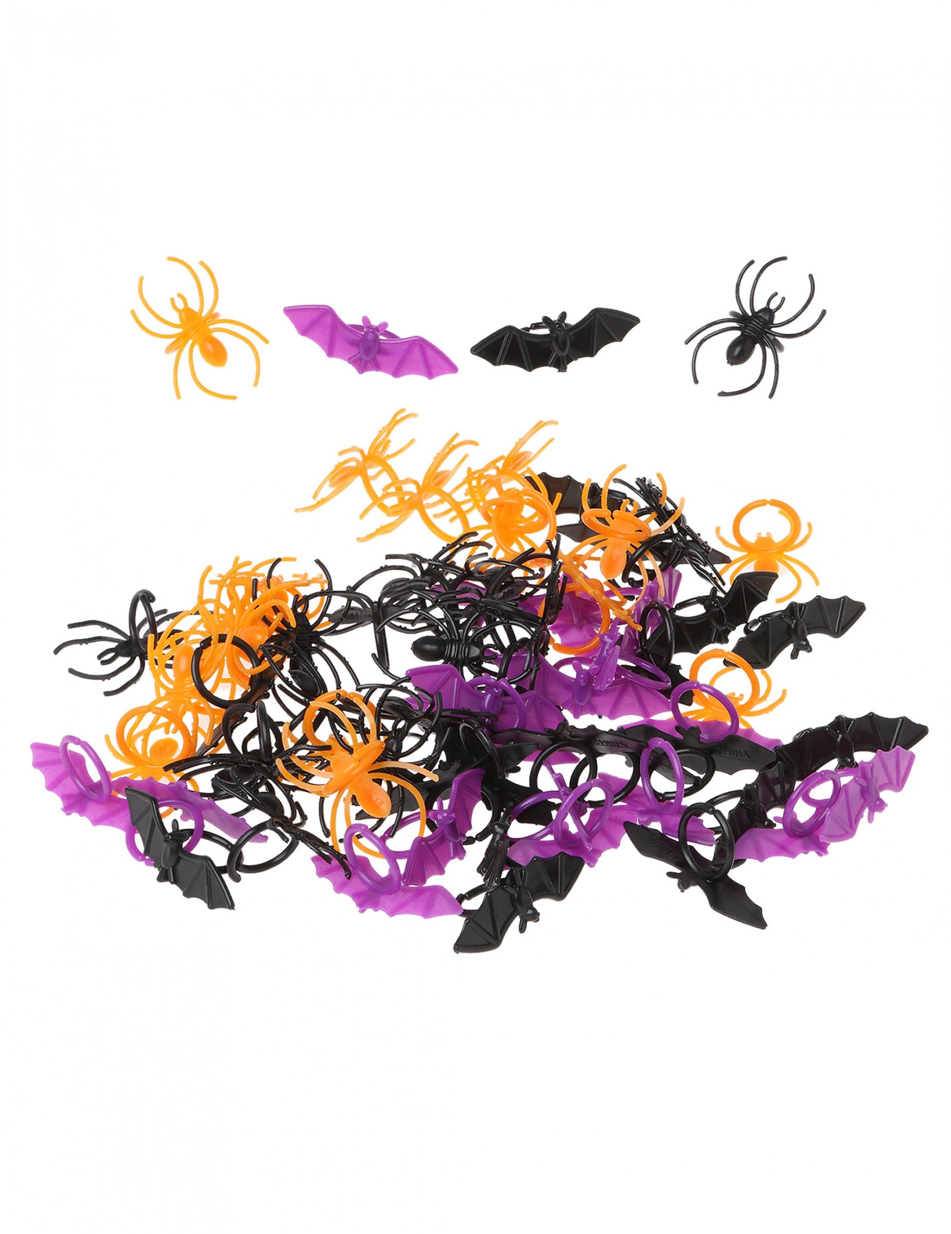 72 Halloween Kunststoff-Ringe Fledermäuse + Spinnen 2x4 cm 72 Halloween Kunststoff-Ringe Fledermäuse + Spinnen 2x4 cm von ATOSA