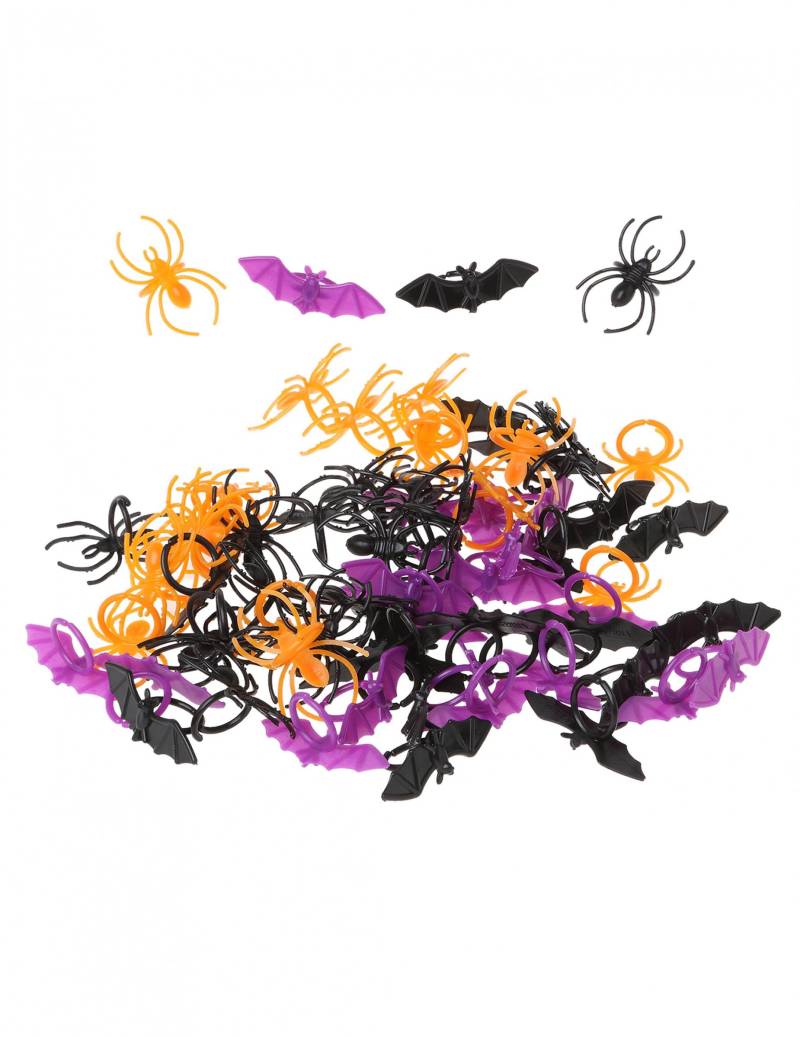 72 Halloween Kunststoff-Ringe Fledermäuse + Spinnen 2x4 cm von ATOSA
