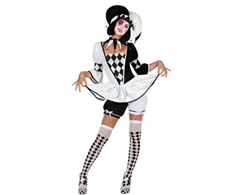 Atosa 22962 Arlequin 22962-Hofnarr weibliches Kostüm, Größe M-L, schwarz/weiß, Damen von ATOSA