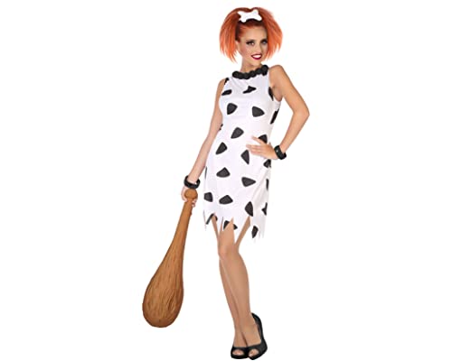 Atosa 53884 COSTUME CAVEMAN/CAVEWOMAN M-L, Damen, Weiss/Schwarz von ATOSA