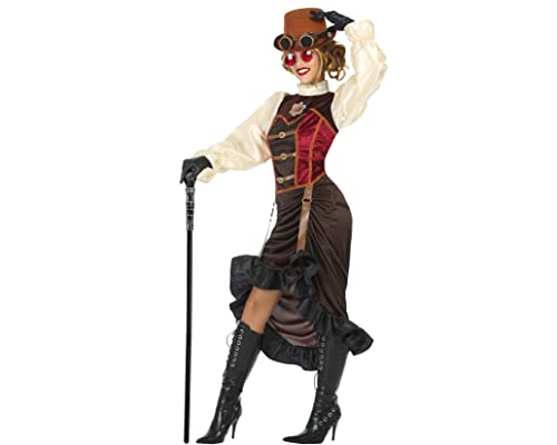 ATOSA 53905 COSTUME STEAMPUNK XS-S, Damen, Braun/Weiss von ATOSA