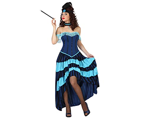 ATOSA 57610 57610-Kostüm Cabaret Frau XL blau-Karneval, Damen, Gestreift von ATOSA