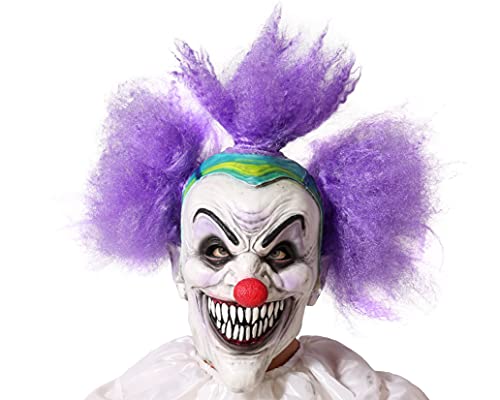 ATOSA 66957 Clown-Maske mit Haar, Latex, Violett, Unisex, Erwachsene, dunkelviolett von ATOSA