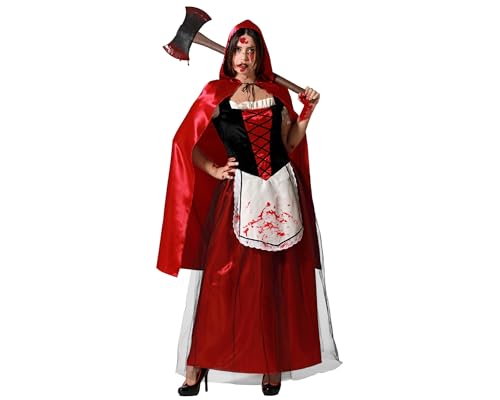 ATOSA|Blutiges Rotkäppchen Kostüm Erwachsene Frauen|Großer böser Wolf|Geschichte Kostüme für Halloween, Karneval, Mottopartys | Enthält langes Kleid, Umhang, Schärpe | Komfortabel und originell | M-L von ATOSA