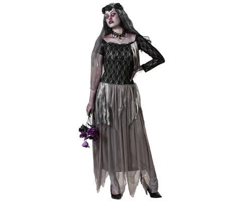 ATOSA | Grau Brautkostüm Erwachsene Frauen | Leiche, Geist | Horror Kostüme für Halloween, Karneval, Mottopartys | Enthält Schleier, langes Kleid | Komfortabel, lustig und originell | XXL von ATOSA