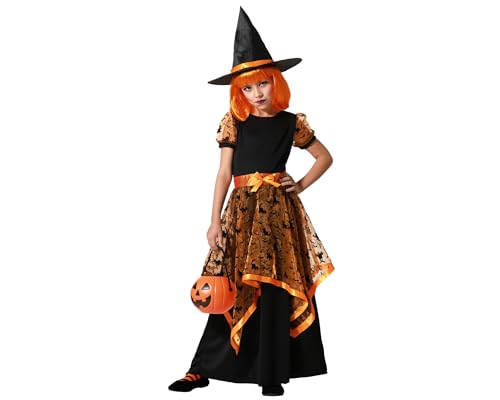 ATOSA | Mädchen Kinder Hexe Kostüm | Kostüme für Halloween, Karneval, Mottopartys | Inklusive Hut langes Kleid | Orange Farbe | Schwarze Katzen | Komfortabel, lustig und originell | 3-4 Jahre ATOSA | Mädchen Kinder Hexe Kostüm | Kostüme für Halloween, Karneval, Mottopartys | Inklusive Hut langes Kleid | Orange Farbe | Schwarze Katzen | Komfortabel, lustig und originell | 3-4 Jahre von ATOSA