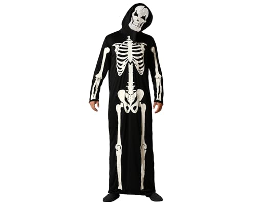 ATOSA|Schwarzes Skelett Kostüm Erwachsene Männer|Schädel, Schrecken, Tod|Kostüme für Halloween, Karneval, Mottopartys|Enthält Langer Jumpsuit mit Kapuze| Komfortabel, lustig und originell | XXL ATOSA|Schwarzes Skelett Kostüm Erwachsene Männer|Schädel, Schrecken, Tod|Kostüme für Halloween, Karneval, Mottopartys|Enthält Langer Jumpsuit mit Kapuze| Komfortabel, lustig und originell | XXL von ATOSA