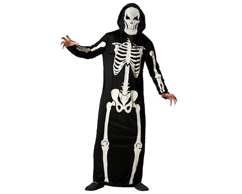 ATOSA | Skelett Kostüm Erwachsene Männer | Im Dunkeln leuchtender Anzug | Kostüme für Halloween, Karneval, Mottopartys | Enthält Langer Jumpsuit mit Kapuze | Komfortabel, lustig und originell | M-L von ATOSA