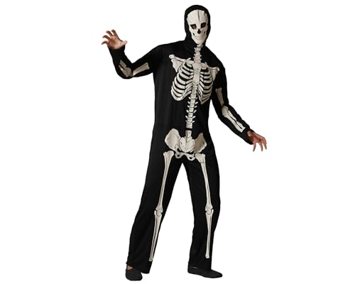 ATOSA | Skelett Kostüm Erwachsene Männer | Im Dunkeln leuchtender Anzug | Kostüme für Halloween, Karneval, Mottopartys | Inklusive Kopf-Accessoire, langem Jumpsuit |Komfortabel, originell |XXL von ATOSA