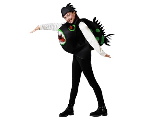 ATOSA | Unisex Kinder Schwarzer Fisch Kostüm | Meerestier Kostüme für Halloween, Karneval, Mottopartys | Inklusive Kopfzubehör, Lätzchen | Komfortabel und originell | 7-9 Jahre von ATOSA