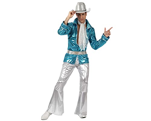 KULTFAKTOR GmbH Glitzernder Disco-Pimp Kostüm für Herren blau-Silber M / L von ATOSA