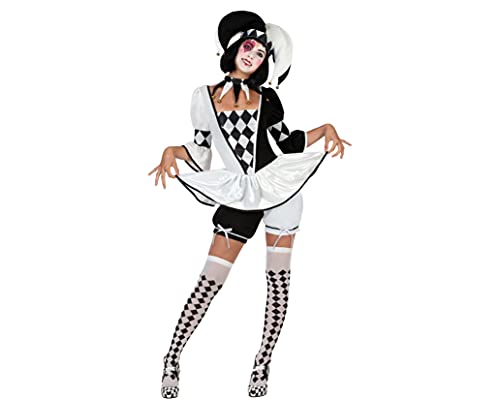 Atosa 22963 22963-Hofnarr weibliches Kostüm, Größe XL, schwarz/weiß, Damen von ATOSA